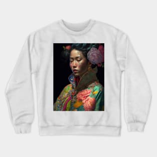 Geisha in floral kimono Crewneck Sweatshirt